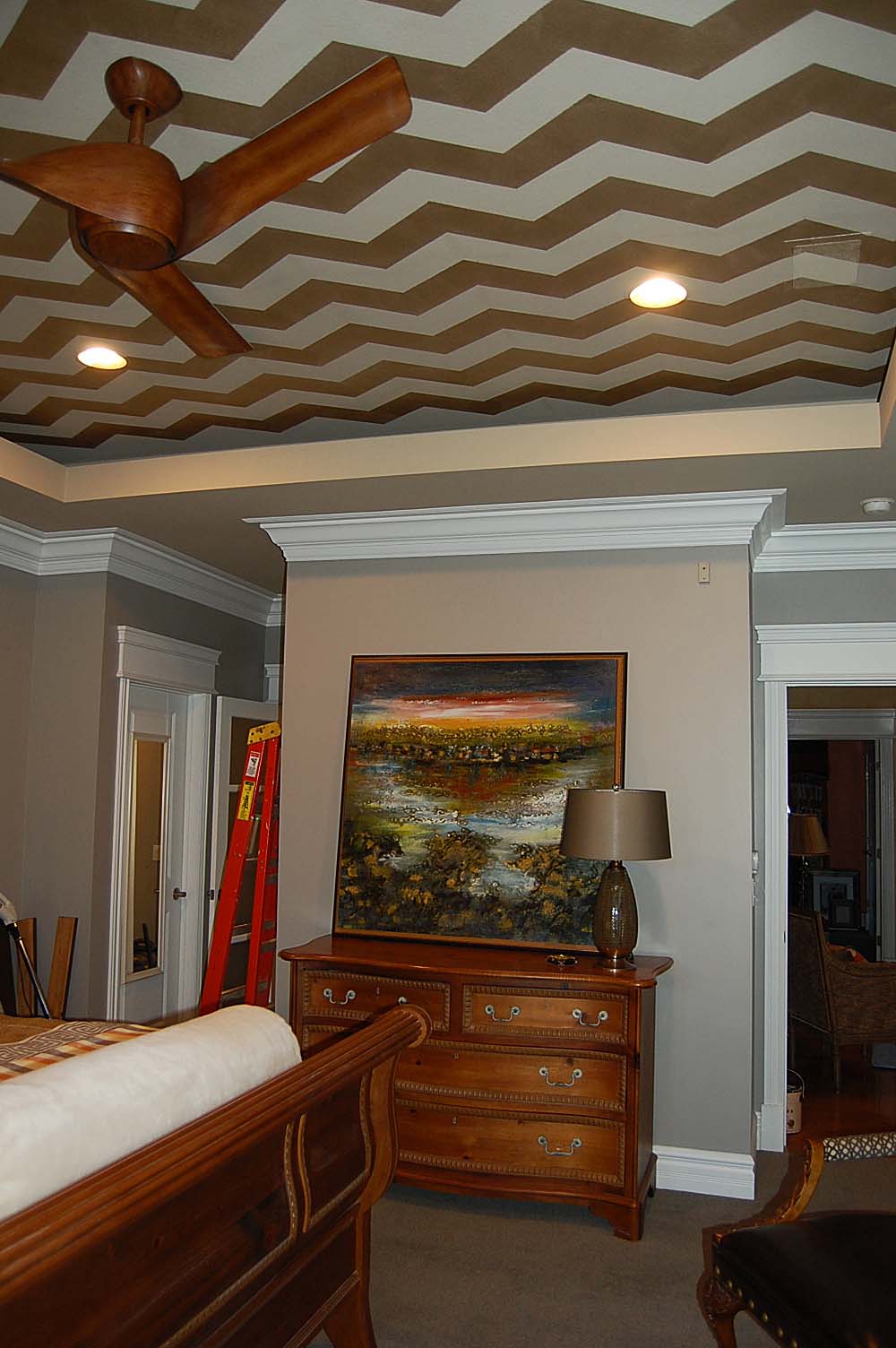Davis Creative Painting Master Bedroom Chevron Stripe Ceiling
