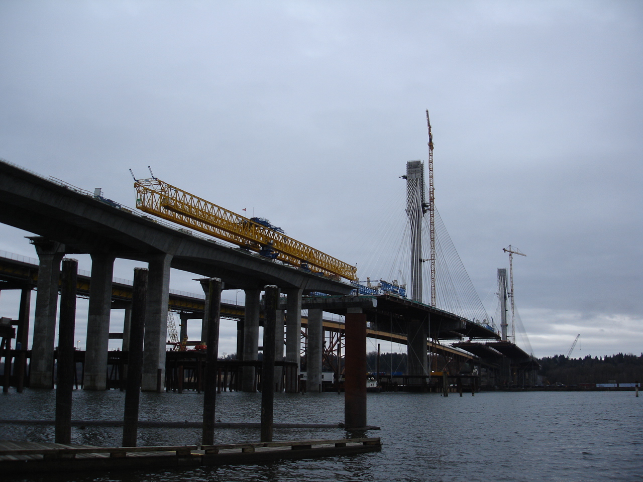 Port Mann Bridge, new construction, and remnants of old docks [1280x960