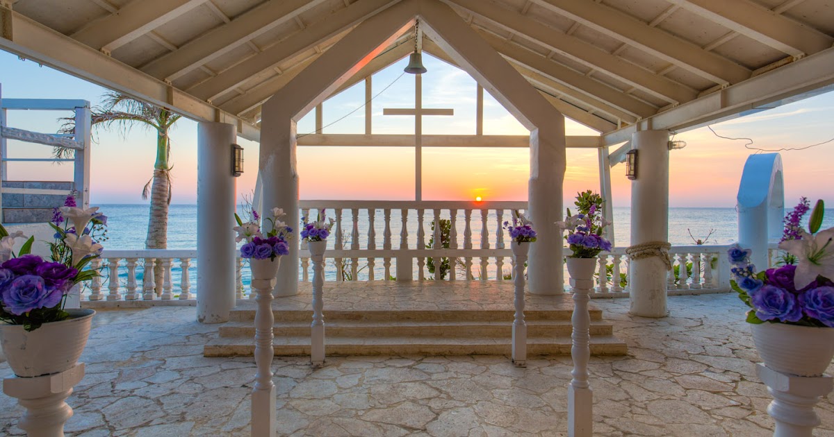 The cute little outdoor wedding chapel down the road
