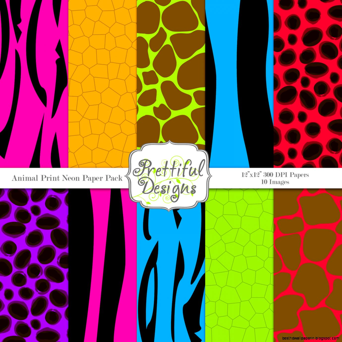 Neon Animal Print Digital Paper Neon Animal Print Digital Paper
