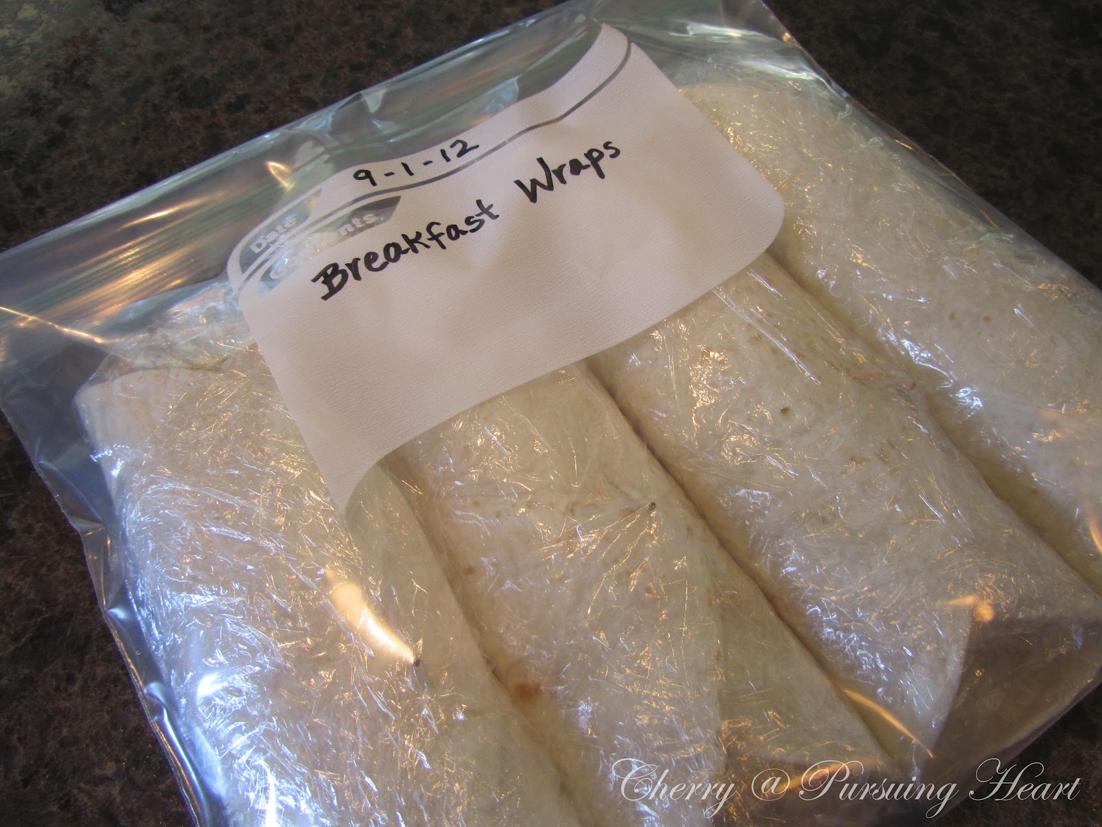 Pursuing Heart Breakfast Wraps {Freezer Fare}