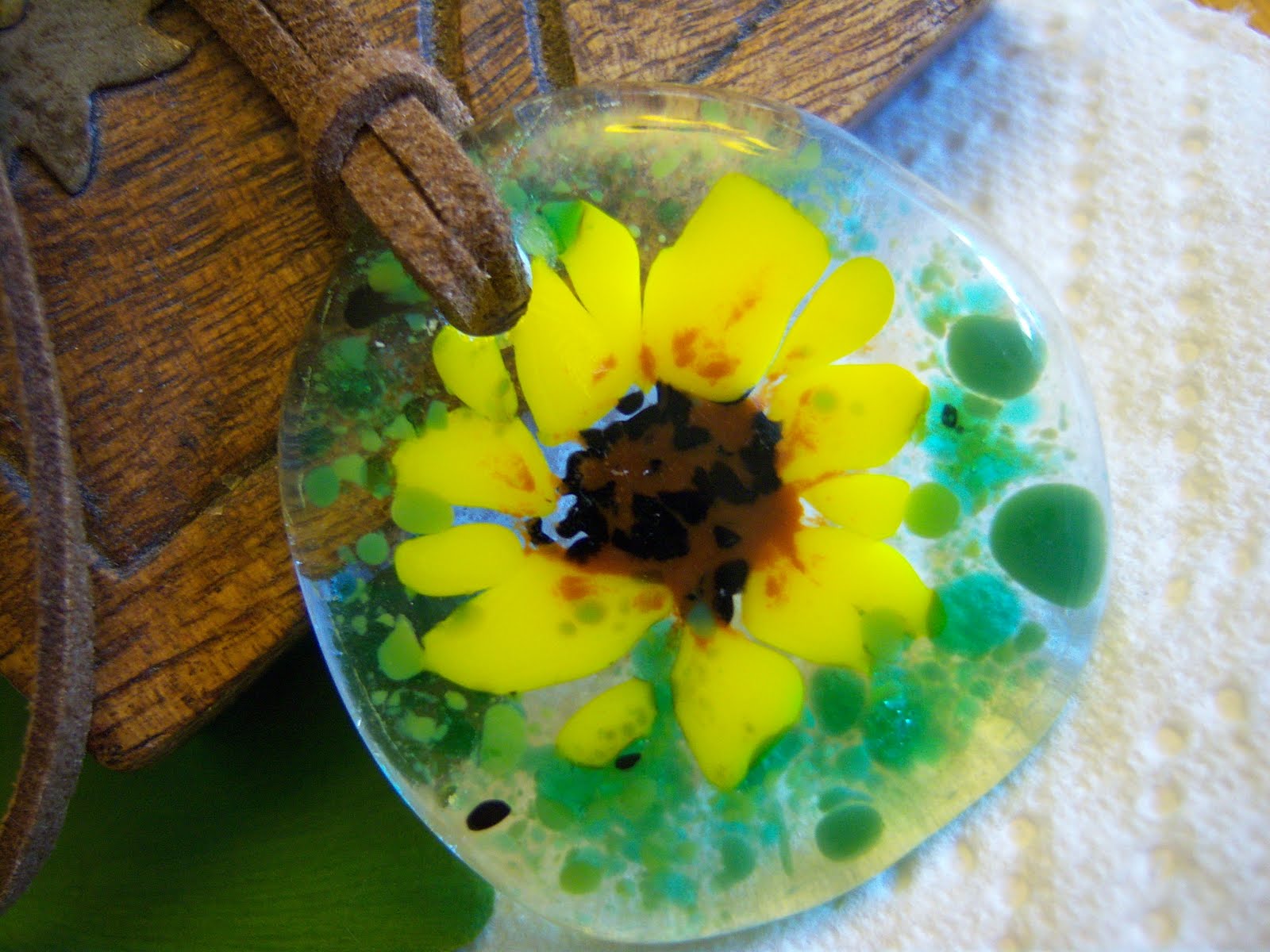 My Tiny Little Life Sunny Sunflower Fused Glass Pendant