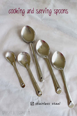 stainless steel cooking and serving spoons