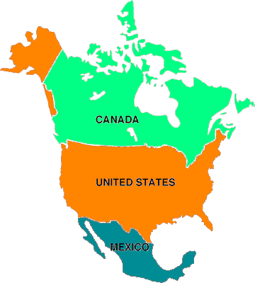 Amerique du Nord Carte Avec Pays