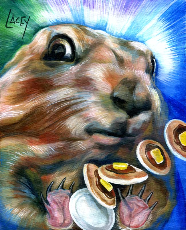 Dan Lacey, The Painter Of Pancakes Dramatic Prairie Dog Pancakes Painting