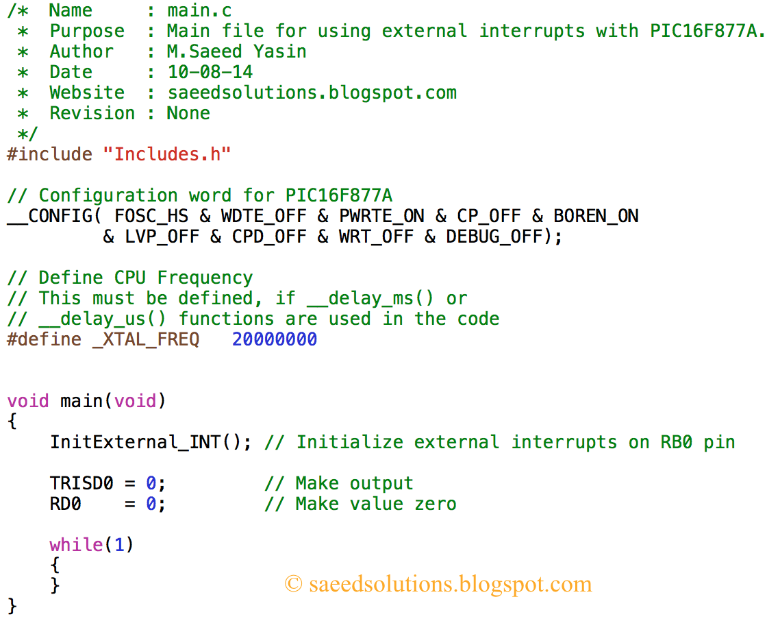 Saeed's Blog PIC16F877A external interrupt code + Proteus simulation