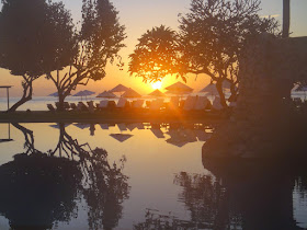 Sunrise at Aston Tanjong Benoa swimming pool Bali Island
