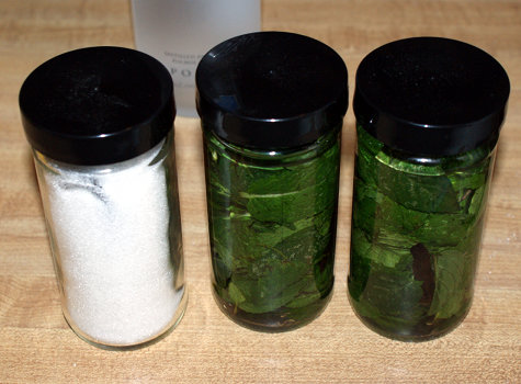 Fill jars with vodka over the vanilla bean and mint to make your own vanilla mint extract