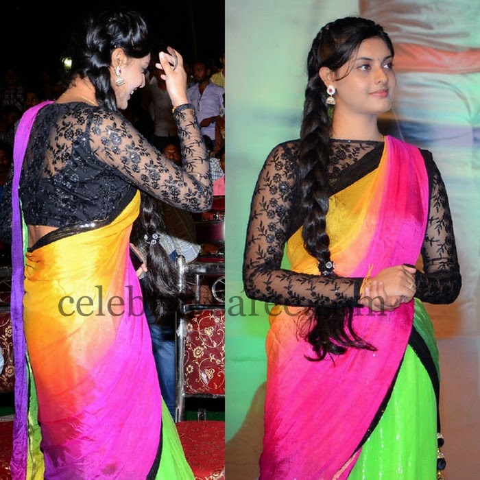 Tri Color Wrinkle Chiffon Saree Saree Blouse Patterns