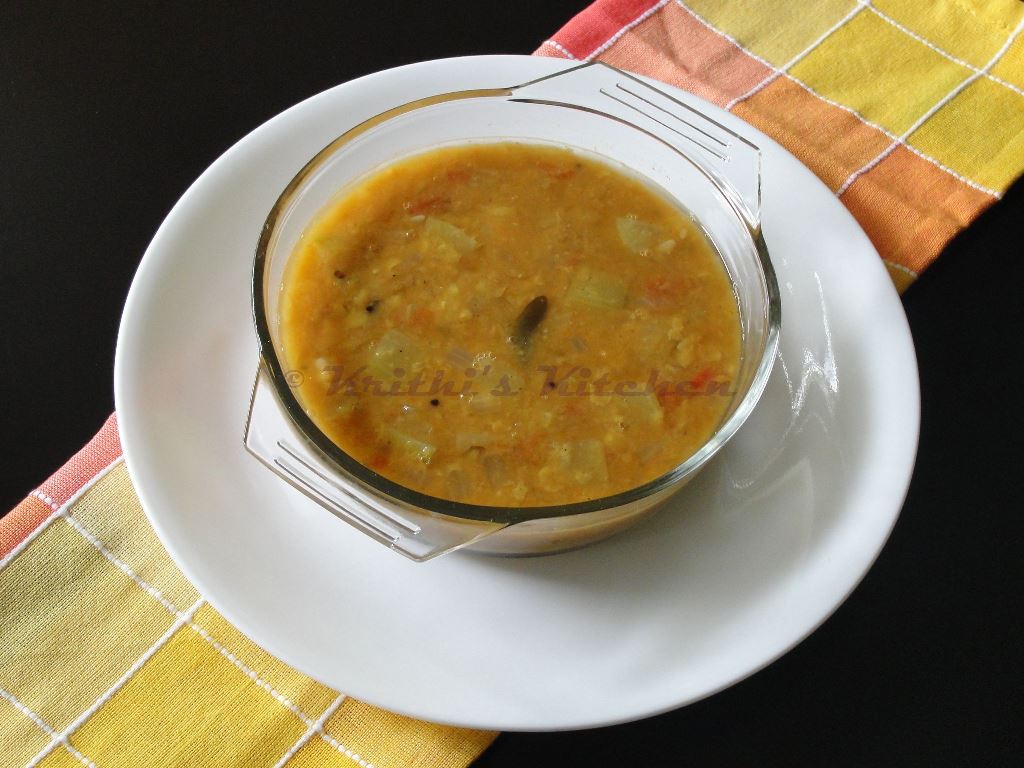 Krithi's Kitchen Bottle Gourd Sambar / Suraikai Sambar Sambar Recipes