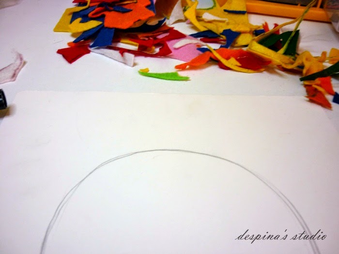 DIY Felt leftovers wreath Tutorial Στεφάνι από περισσεύματα τσόχας