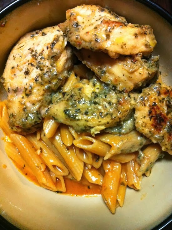 Garlic Pesto Chicken with Tomato Cream Penne Cook'n is Fun Food