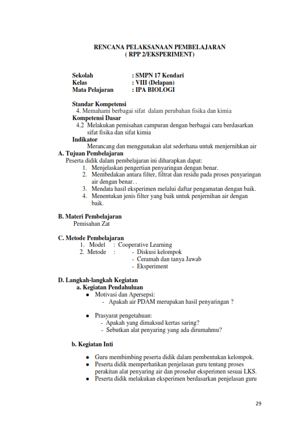 Rpp Adiwiyata Smp Prakarya
