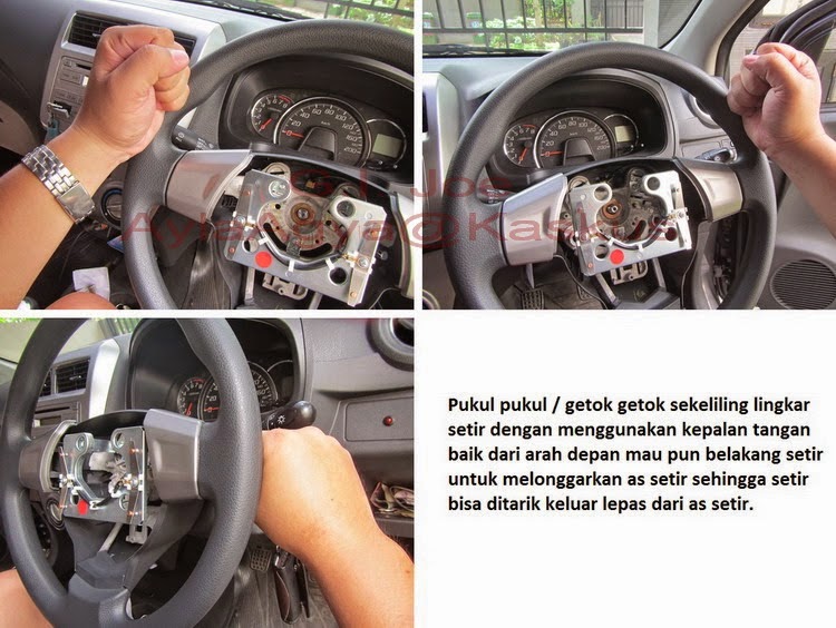 DIY melepas setir asli Ayla (tanpa air bag) {G.I. Joe}