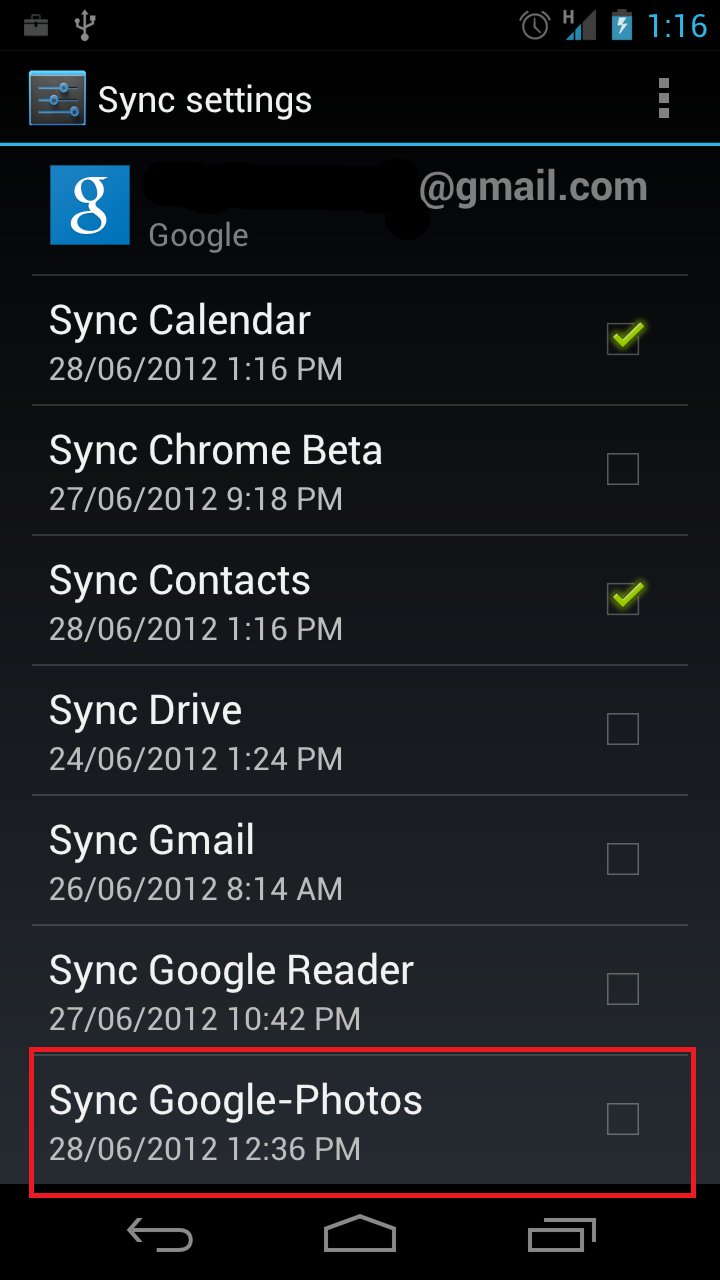 How to removed synced Picasa photos from Samsung Galaxy Nexus photo galery