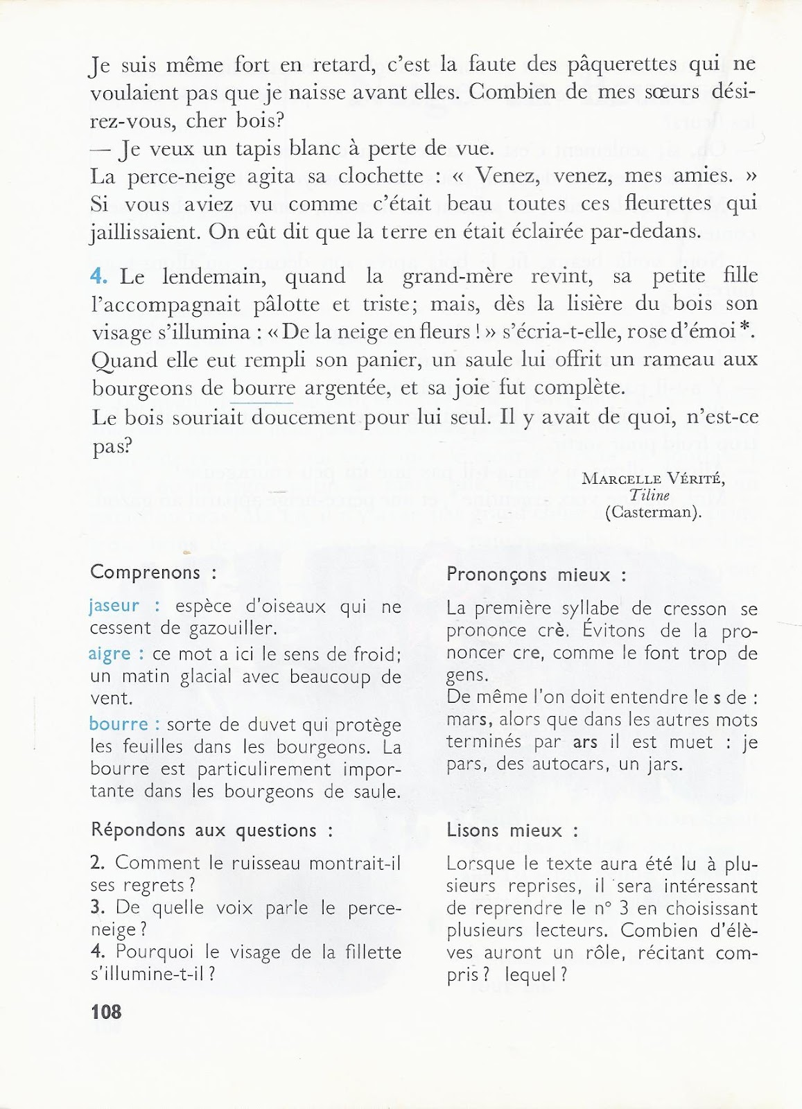 Texte extrait de Millot L enfant et la lecture CE2 1965