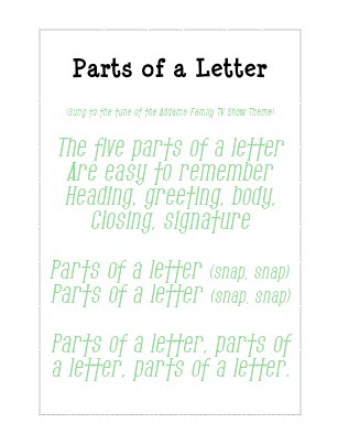 Five Parts Of A Friendly Letter Song Five Parts Of A Friendly Letter Song