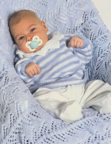 Suéter Rayado de Bebé tejido a Dos Agujas