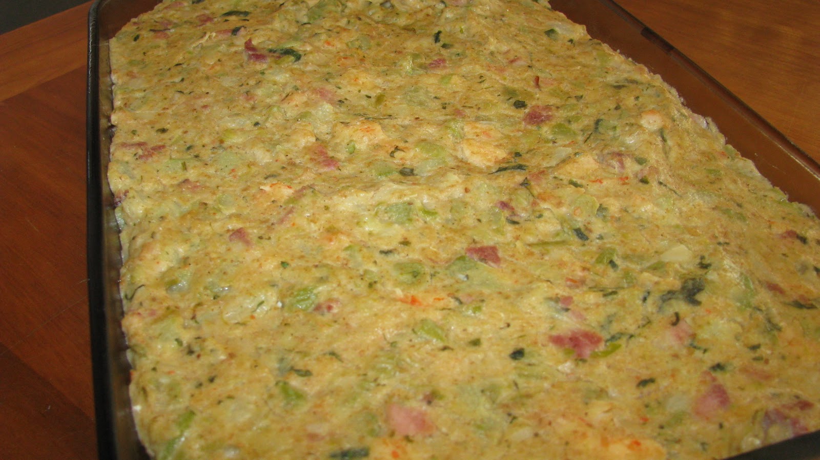 Chez Helene Cookbook Mirliton Dressing with Shrimp and Ham