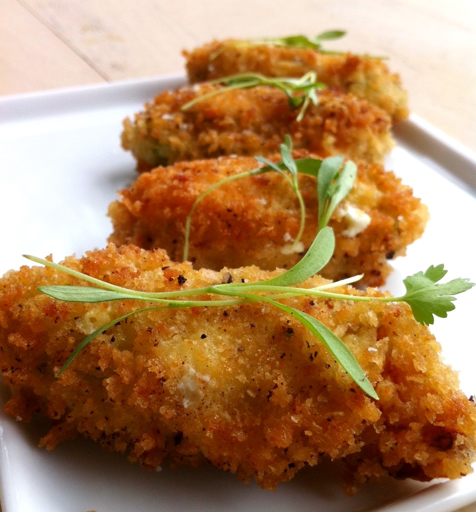 Fried Squash Blossoms with Fresh Jalapeno Goat Cheese Cook on your feet