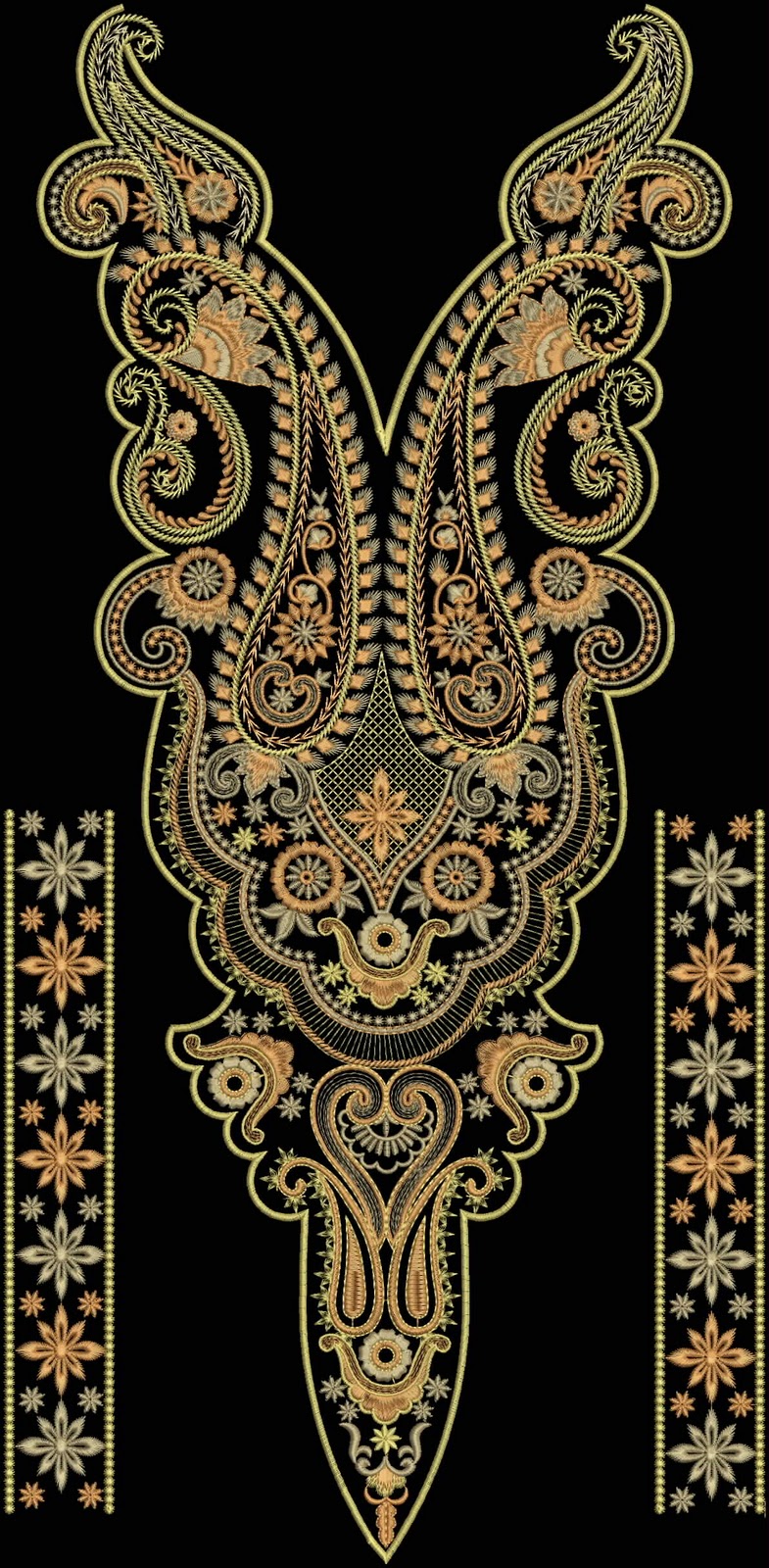 Embdesigntube Pakistani emb boutique neck with border by Kashif Khan