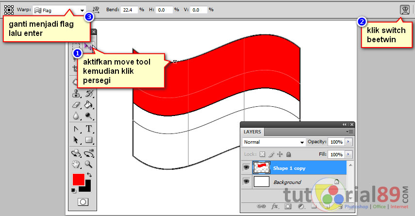 Cara membuat bendera merah putih dengan photoshop | Tutorial89