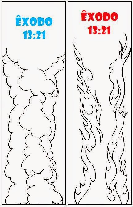 Desenho de Pilar de fogo e nuvem para colorir