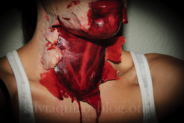 Maquillaje Halloween 1: Cuello pelado, Halloween Makeup 1: peel off neck, efectos especiales, special effects, Silvia Quirós