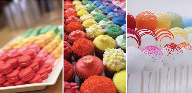 rainbow wedding desserts
