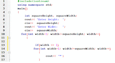 shape square using loop code hollow program programming beginners tutorial