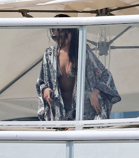 Selena Gomez wearing a Zebra Bikini and Tattoo in Miami