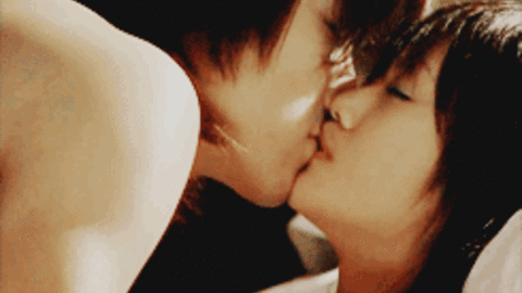 Lesbian asian kiss and