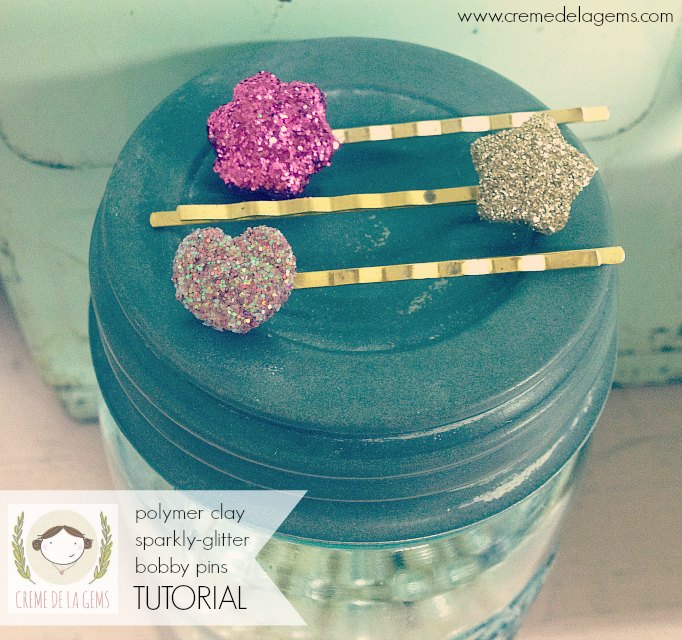 Creme de la Gems DIY polymer clay "all that glitters" bobby pin TUTORIAL