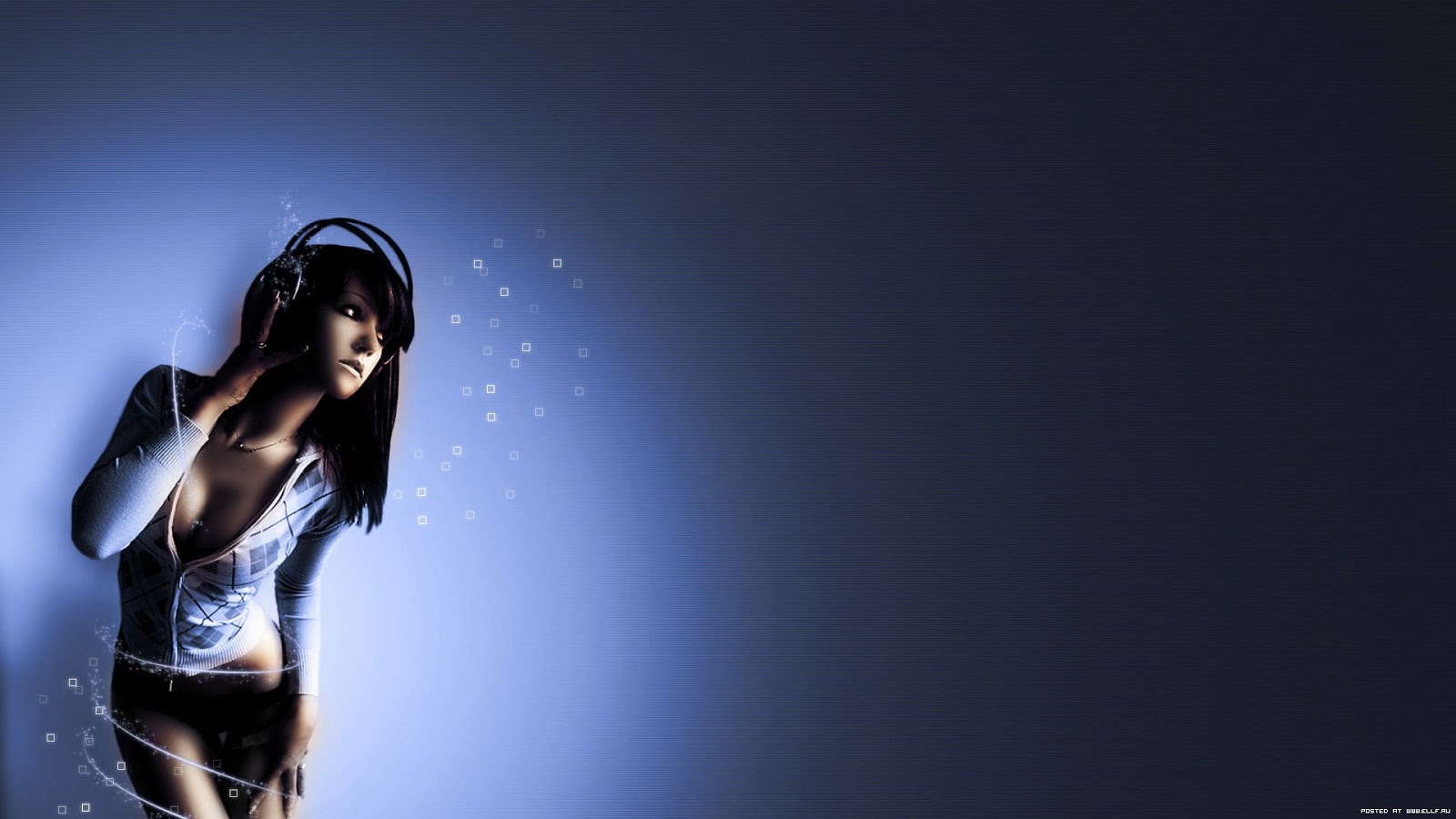 Girl with headphones & music Walpaper Share walpaper share