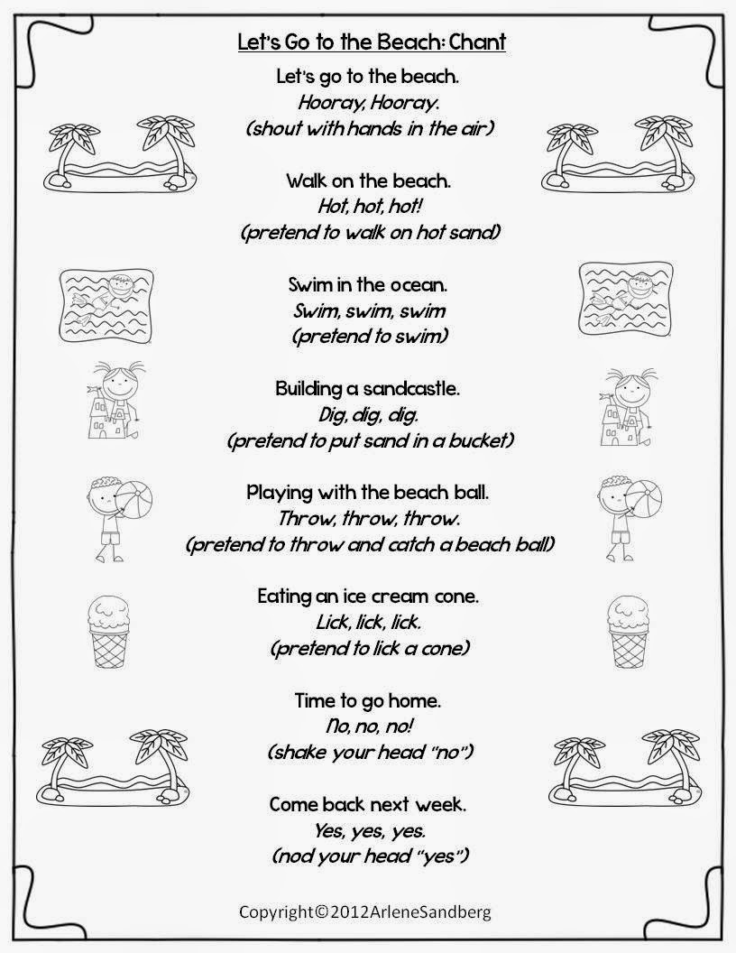 Classroom Freebies Too Let's Go to the Beach with a fun Chant