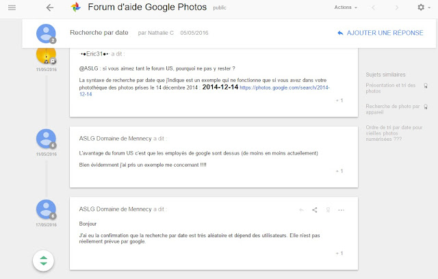 forum d'aide Google photos recherche par date comment faire