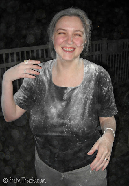 Tracie covered in powder