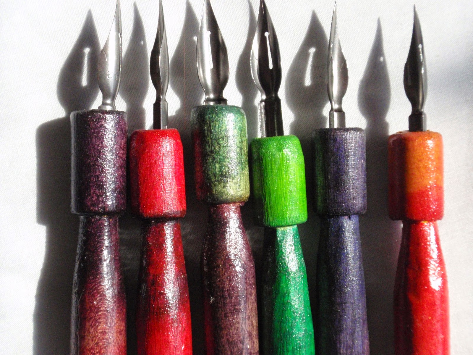 Dabblebag Handcarved Dip Pen Nib Holders Stained with India Ink