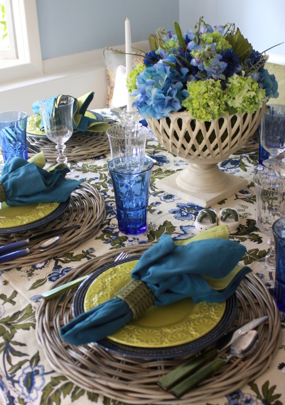 An Woman Blue and Green Table