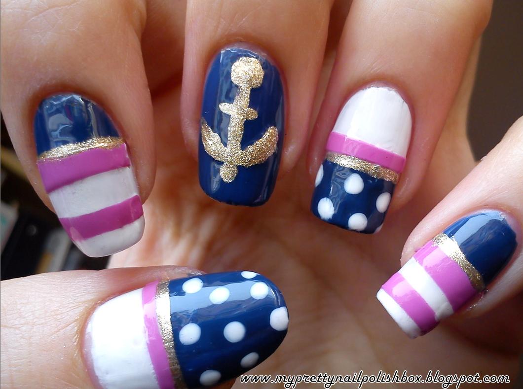 navy nail art