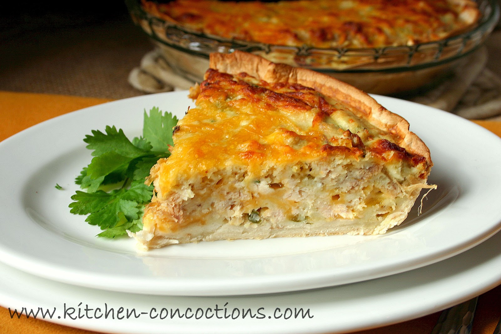 "Bites with Bloggers" Cheesy Chicken Quesadilla Pie Kitchen Concoctions