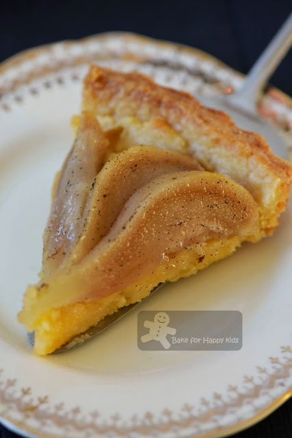 pear almond cream tart with pear liqueur