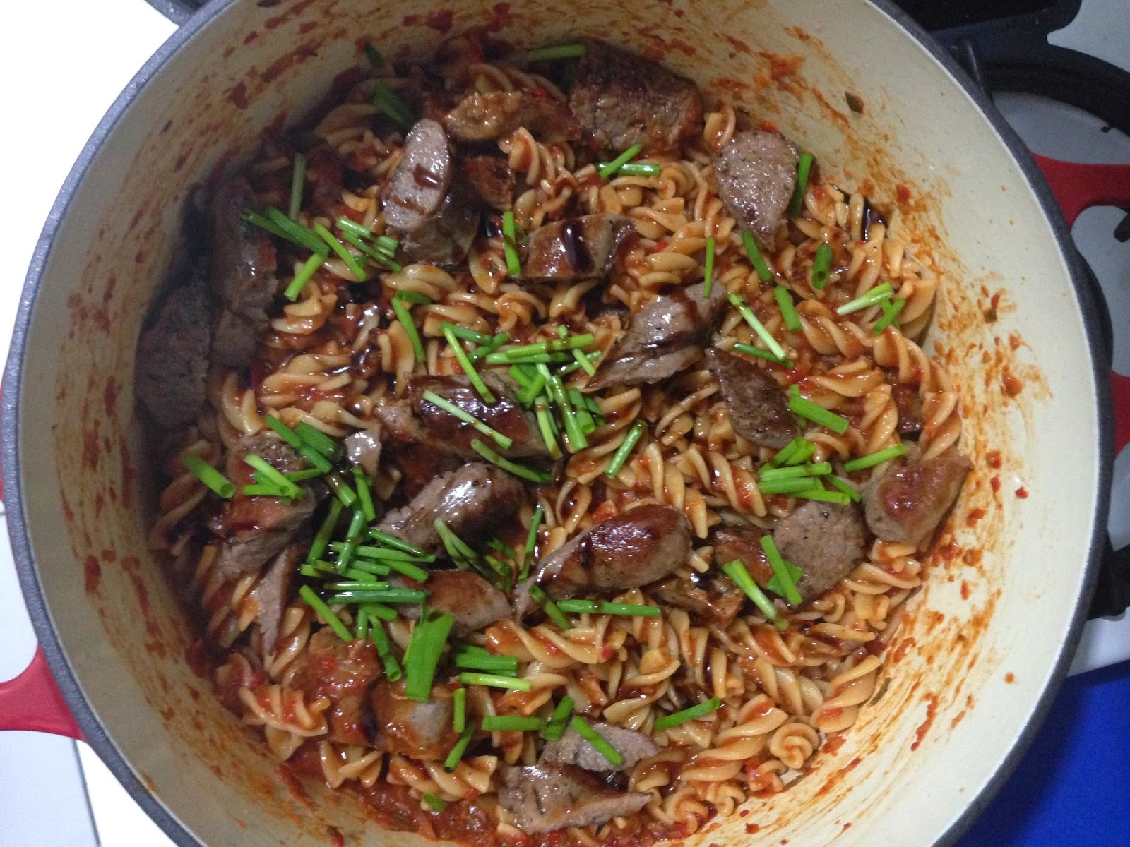 salt sugar & i Jamie Oliver 's Sausage Fusilli with a Creamy Garden