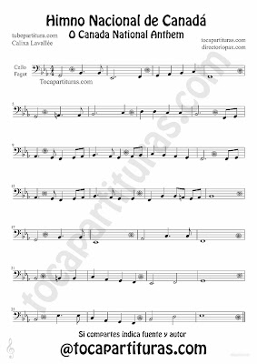 Tubescore Canada Nathional Anthem sheet Music for Cello and Bassoon O Canada Music score