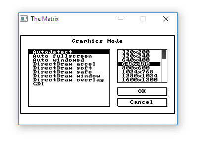 Original matrix app window