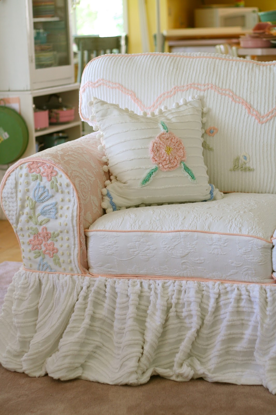 Custom Slipcovers by Shelley Vintage Chenille Bedspread Slipcovers