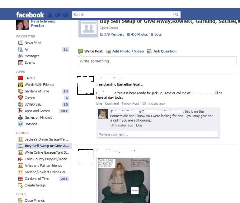 Tinkering Around Online Garage Sales through Facebook.