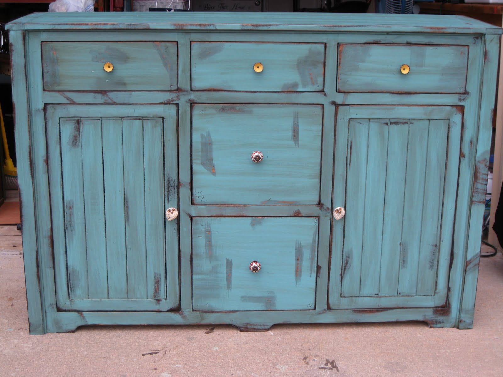 Shabby Shop Girl Distressed Turquoise Dresser