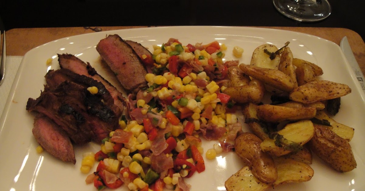The Kitchen Frog Flank Steak with Corn Salsa and Roasted Potatoes