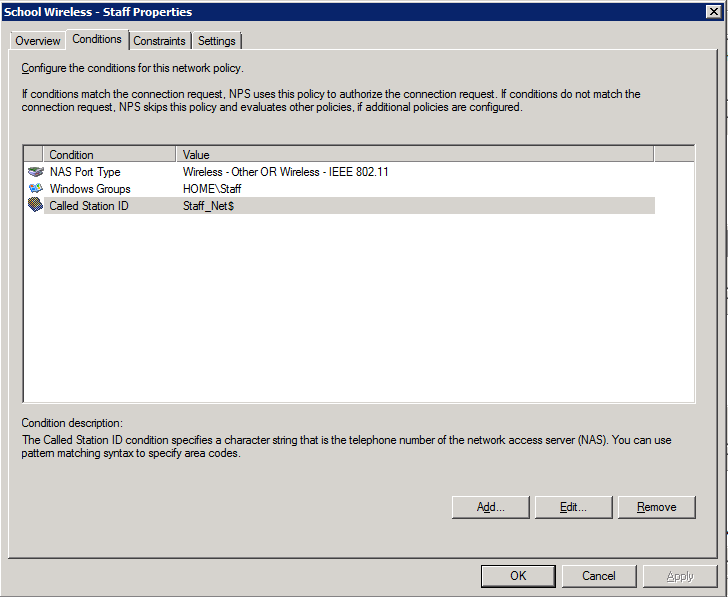 Microsoft NPS as a RADIUS Server for WiFi Networks SSID Filtering